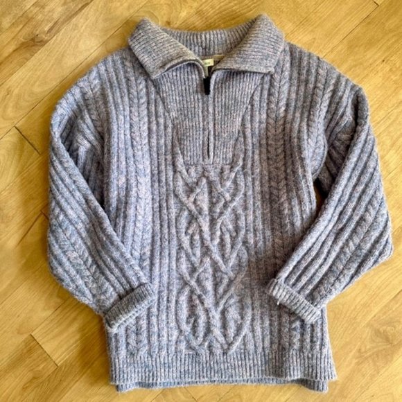 SUNDANCE PURPLE CABLE KNIT QUATER ZIP SYCAMORE SWEATER SIZE M RETAIL $158 - Picture 3 of 5